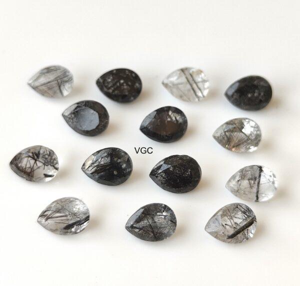 Natural 5×7 mm Black Rutilated Quartz Pear Cut Faceted Top Quality – Rutilated Quartz Pear Faceted 5x7mm