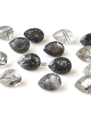 Natural 6×9 mm Black Rutilated Quartz Pear Cut Faceted Top Quality – Rutilated Quartz Pear Faceted 6x9mm