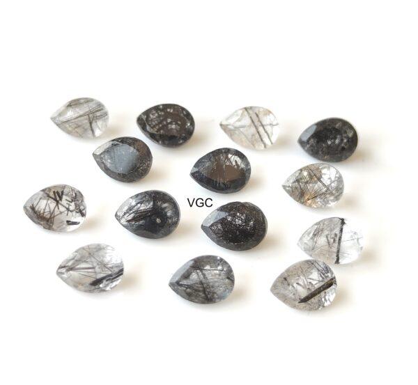 Natural 5×7 mm Black Rutilated Quartz Pear Cut Faceted Top Quality – Rutilated Quartz Pear Faceted 5x7mm
