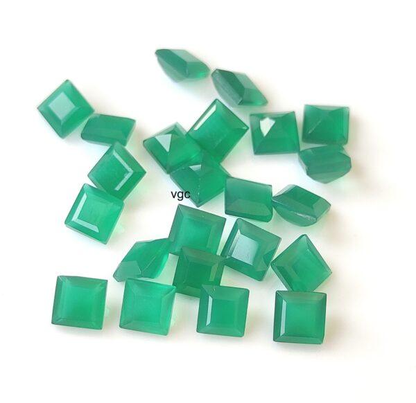 Natural Green Onyx 10 mm Square Faceted Cut – Green Onyx Square Faceted 10mm