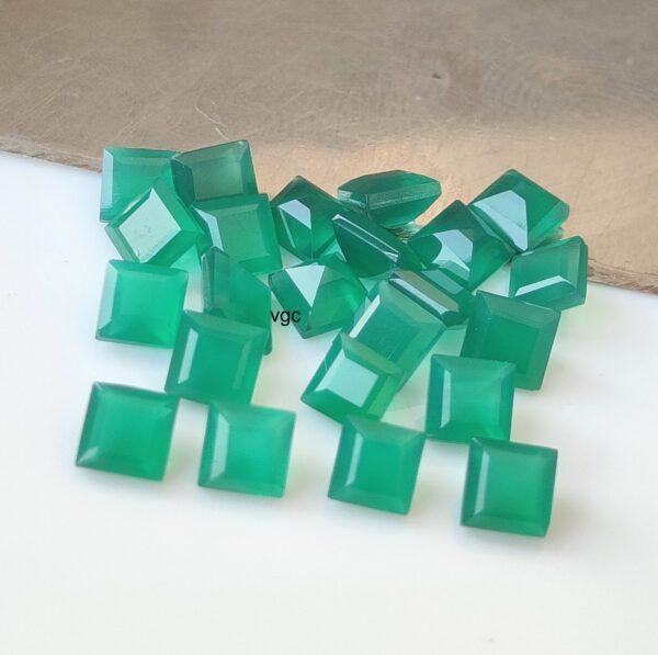 Natural Green Onyx 10 mm Square Faceted Cut – Green Onyx Square Faceted 10mm