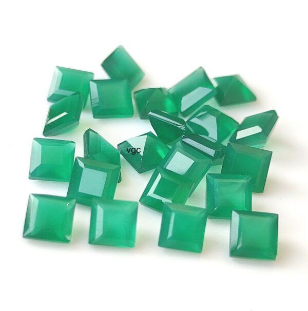Natural Green Onyx 10 mm Square Faceted Cut – Green Onyx Square Faceted 10mm