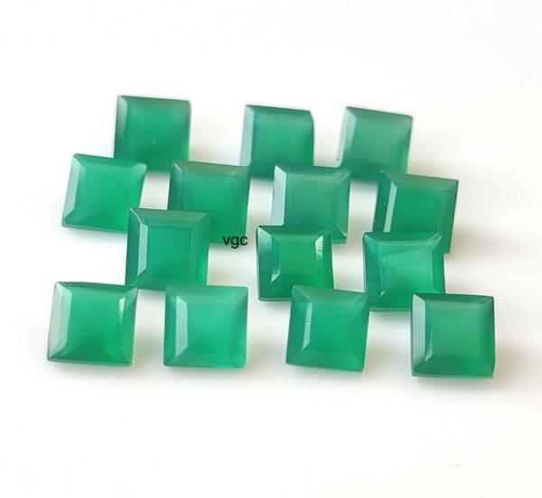 Natural Green Onyx 10 mm Square Faceted Cut – Green Onyx Square Faceted 10mm