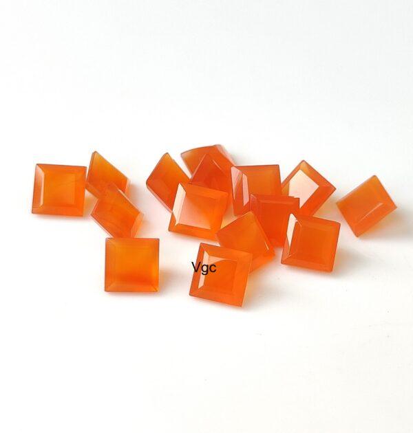Natural Carnelian 8 mm Square Cut Faceted – Carnelian Square Faceted 8mm
