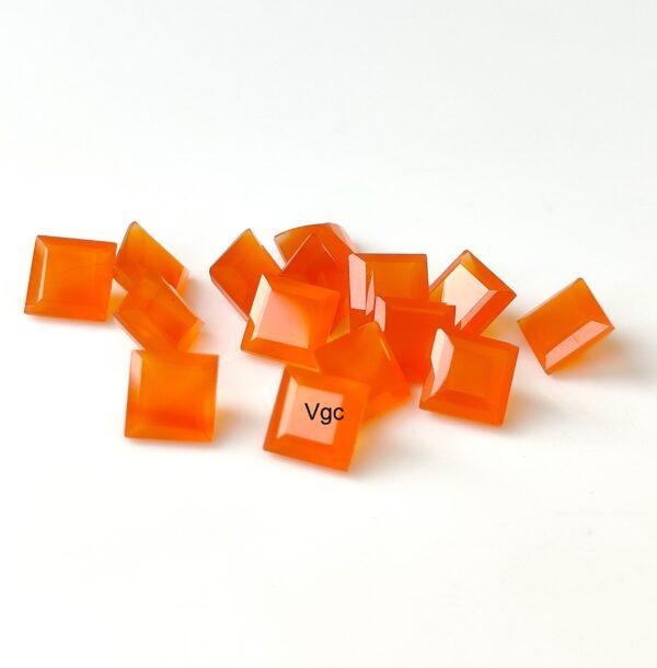 Natural Carnelian 8 mm Square Cut Faceted – Carnelian Square Faceted 8mm