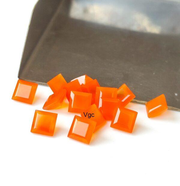 Natural Carnelian 8 mm Square Cut Faceted – Carnelian Square Faceted 8mm