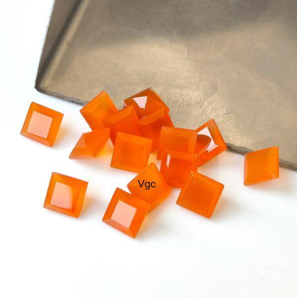 Natural Carnelian 8 mm Square Cut Faceted – Carnelian Square Faceted 8mm