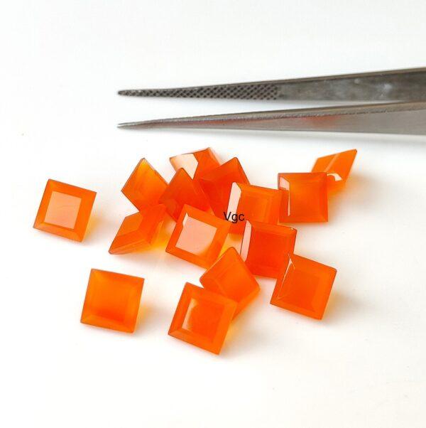 Natural Carnelian 8 mm Square Cut Faceted – Carnelian Square Faceted 8mm