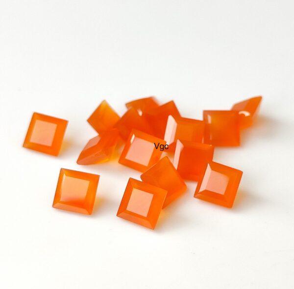 Natural Carnelian 8 mm Square Cut Faceted – Carnelian Square Faceted 8mm