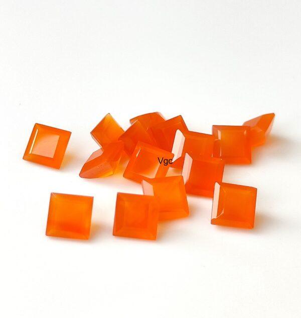 Natural Carnelian 8 mm Square Cut Faceted – Carnelian Square Faceted 8mm