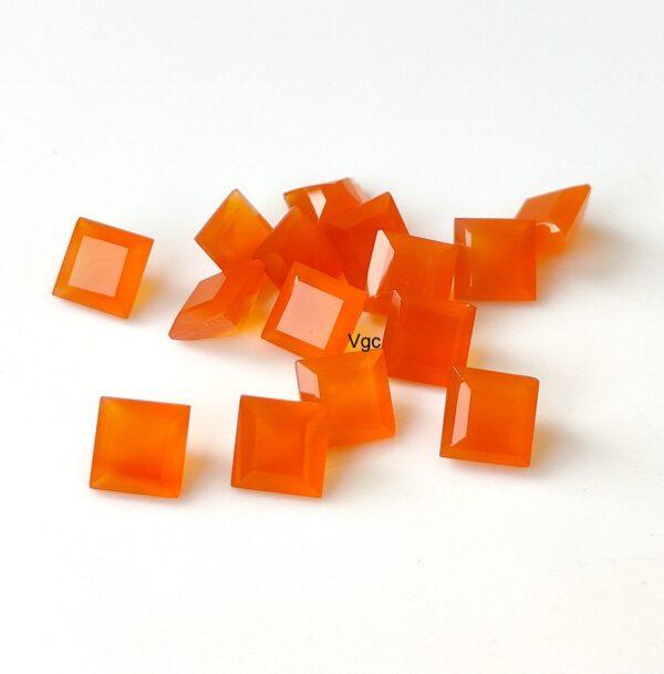 Natural Carnelian 8 mm Square Cut Faceted – Carnelian Square Faceted 8mm