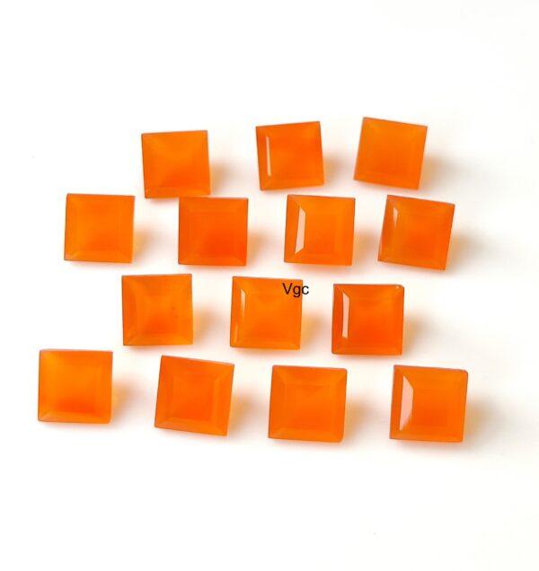 Natural Carnelian 8 mm Square Cut Faceted – Carnelian Square Faceted 8mm