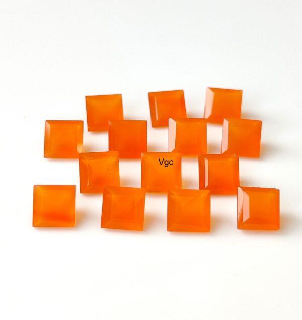 Natural Carnelian 8 mm Square Cut Faceted – Carnelian Square Faceted 8mm