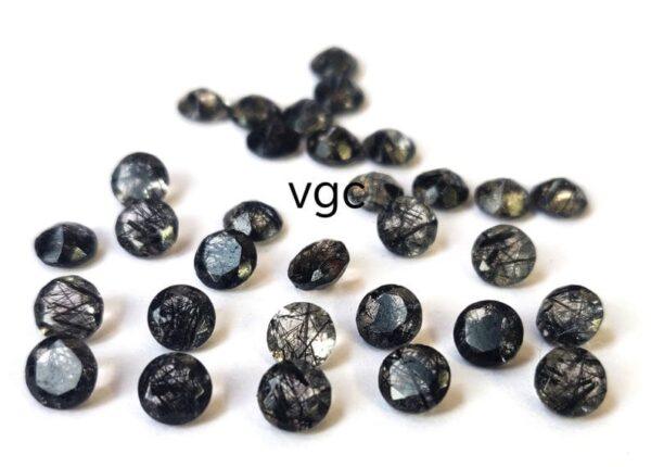 Natural 5 mm Black Rutilated Quartz Round Cut Faceted Top Quality – Rutilated Quartz Round Faceted 5mm