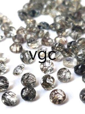 Natural 5 mm Black Rutilated Quartz Round Cut Faceted Top Quality – Rutilated Quartz Round Faceted 5mm