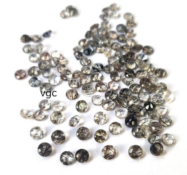Natural 5 mm Black Rutilated Quartz Round Cut Faceted Top Quality – Rutilated Quartz Round Faceted 5mm