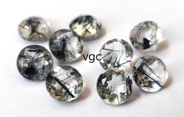 Natural 6 mm Black Rutilated Quartz Round Cut Faceted Top Quality – Rutilated Quartz Round Faceted 6mm