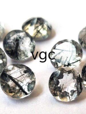 Natural 8 mm Black Rutilated Quartz Round Cut Faceted Top Quality – Rutilated Quartz Round Faceted 8mm