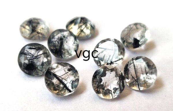 Natural 6 mm Black Rutilated Quartz Round Cut Faceted Top Quality – Rutilated Quartz Round Faceted 6mm