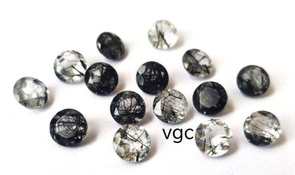 Natural 6 mm Black Rutilated Quartz Round Cut Faceted Top Quality – Rutilated Quartz Round Faceted 6mm