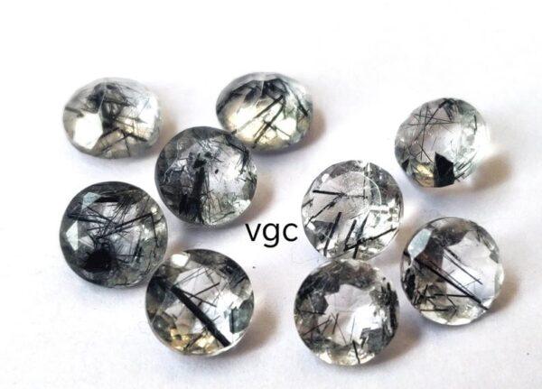 Natural 6 mm Black Rutilated Quartz Round Cut Faceted Top Quality – Rutilated Quartz Round Faceted 6mm