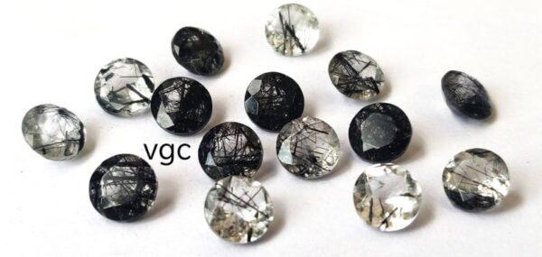 Natural 6 mm Black Rutilated Quartz Round Cut Faceted Top Quality – Rutilated Quartz Round Faceted 6mm