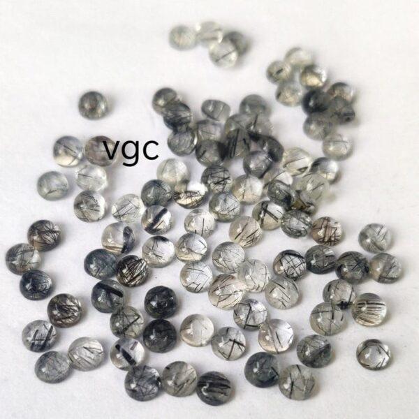 Natural 3 mm Black Rutilated Quartz Round Cabochon Flat Back Top Quality – Rutilated Quartz Round Cabochon 3mm