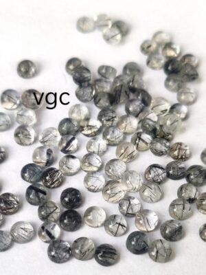 Natural 3 mm Black Rutilated Quartz Round Cabochon Flat Back Top Quality – Rutilated Quartz Round Cabochon 3mm