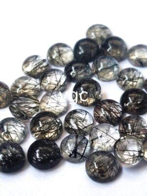 Natural 5 mm Black Rutilated Quartz Round Cabochon Flat Back Top Quality – Rutilated Quartz Round Cabochon 5mm