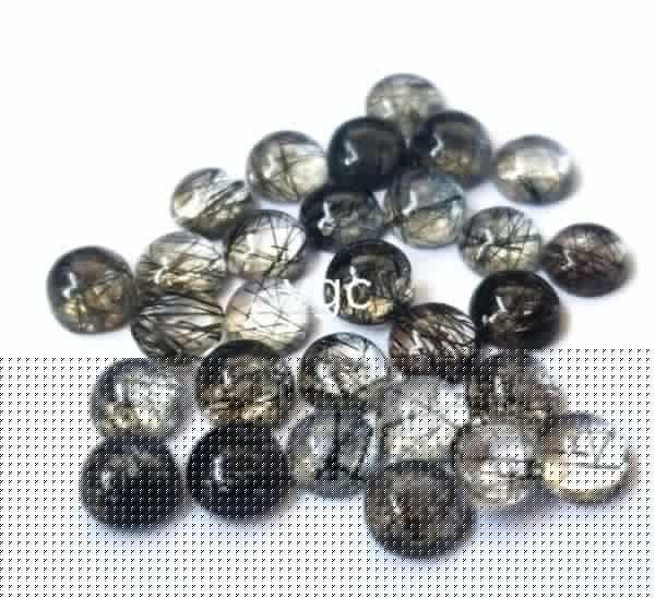 Natural 5 mm Black Rutilated Quartz Round Cabochon Flat Back Top Quality – Rutilated Quartz Round Cabochon 5mm