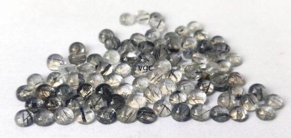 Natural 3 mm Black Rutilated Quartz Round Cabochon Flat Back Top Quality – Rutilated Quartz Round Cabochon 3mm