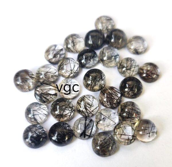 Natural 5 mm Black Rutilated Quartz Round Cabochon Flat Back Top Quality – Rutilated Quartz Round Cabochon 5mm