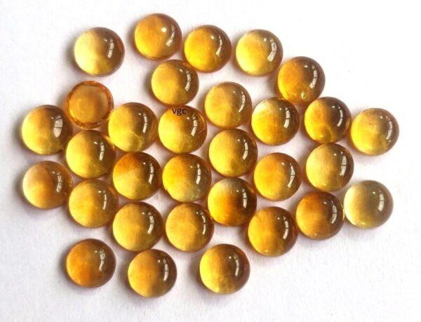 Natural 5 mm Citrine Round Cabochon Flat Back AAA Quality – Citrine Round Cabochon 5mm