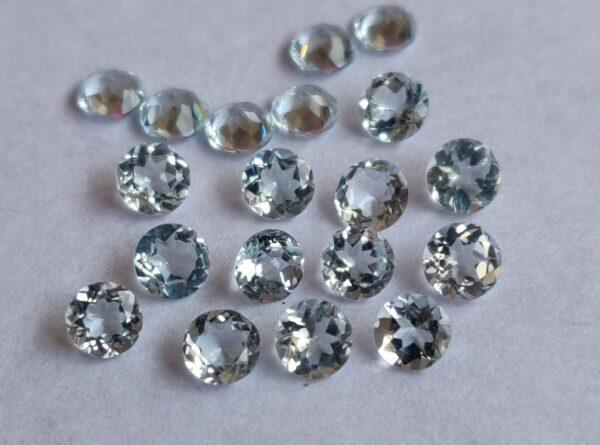 Natural 3 mm Aquamarine Round Faceted AAA Quality – Aquamarine Round Faceted 3mm