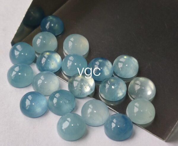 Natural 9 mm Aquamarine Round Cabochon AAA Quality – Aquamarine Round Cabochon 9mm