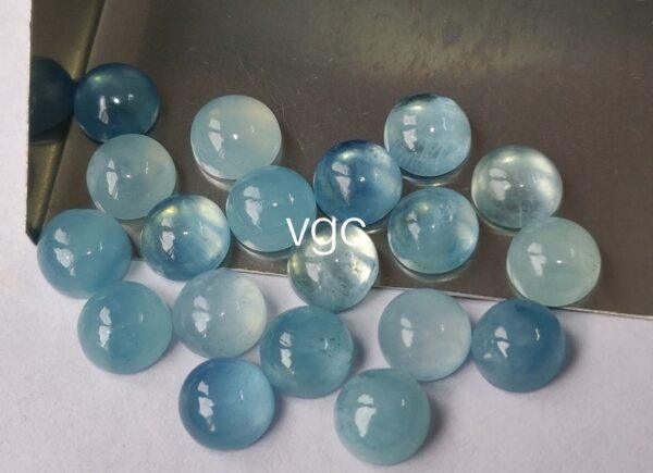 Natural 9 mm Aquamarine Round Cabochon AAA Quality – Aquamarine Round Cabochon 9mm