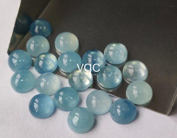 Natural 9 mm Aquamarine Round Cabochon AAA Quality – Aquamarine Round Cabochon 9mm