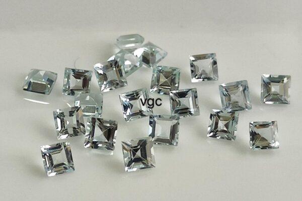 Natural 6 mm Aquamarine Square Cut Faceted AAA Quality – Aquamarine Square Faceted 6mm