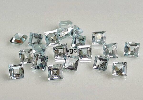 Natural 6 mm Aquamarine Square Cut Faceted AAA Quality – Aquamarine Square Faceted 6mm