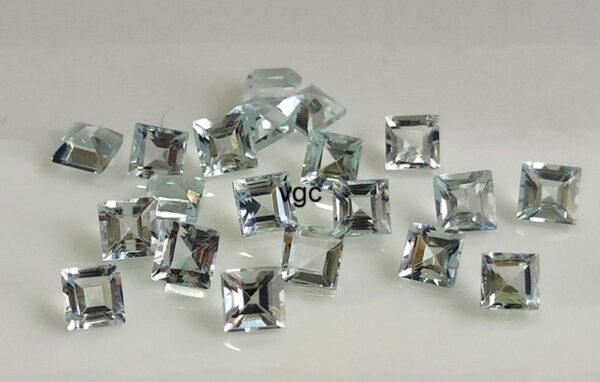 Natural 6 mm Aquamarine Square Cut Faceted AAA Quality – Aquamarine Square Faceted 6mm