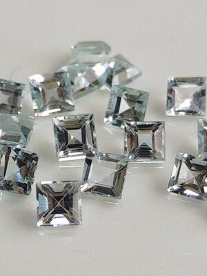 Natural 3 mm Aquamarine Square Cut Faceted AAA Quality – Aquamarine Square Faceted 3mm