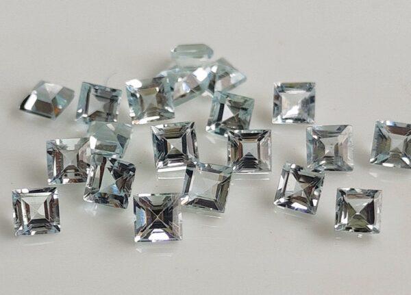 Natural 6 mm Aquamarine Square Cut Faceted AAA Quality – Aquamarine Square Faceted 6mm