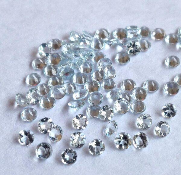 Natural 2.5 mm Aquamarine Round Faceted AAA Quality – Aquamarine Round Faceted 2.5mm