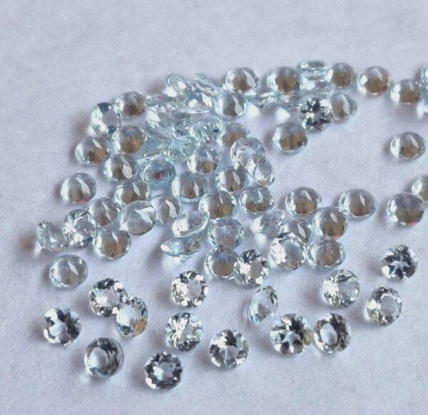 Natural 2.5 mm Aquamarine Round Faceted AAA Quality – Aquamarine Round Faceted 2.5mm