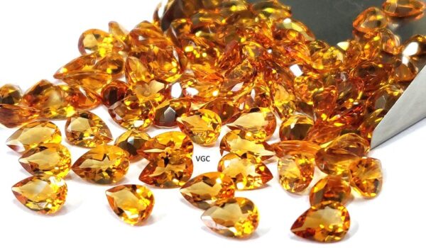 Natural Top Deep Color Brandy 7×10 mm Citrine Pear Cut Faceted AAA Quality – Top Deep Color Brandy Citrine Pear Faceted 7x10mm
