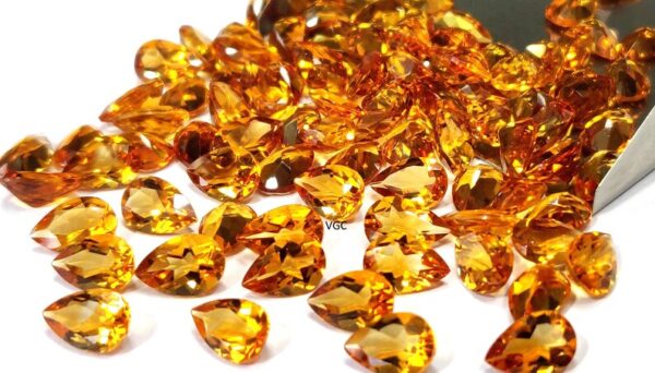 Natural Top Deep Color Brandy 7×10 mm Citrine Pear Cut Faceted AAA Quality – Top Deep Color Brandy Citrine Pear Faceted 7x10mm