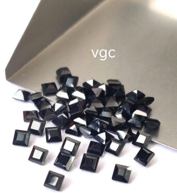 Natural Black Spinel 4 mm Square Cut Faceted – Black Spinel Square Faceted 4mm