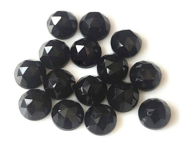 Natural Black Spinel 6 mm Round Rose Cut Flat Back – Black Spinel Round Rose Cut 6mm