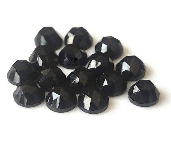 Natural Black Spinel 6 mm Round Rose Cut Flat Back – Black Spinel Round Rose Cut 6mm