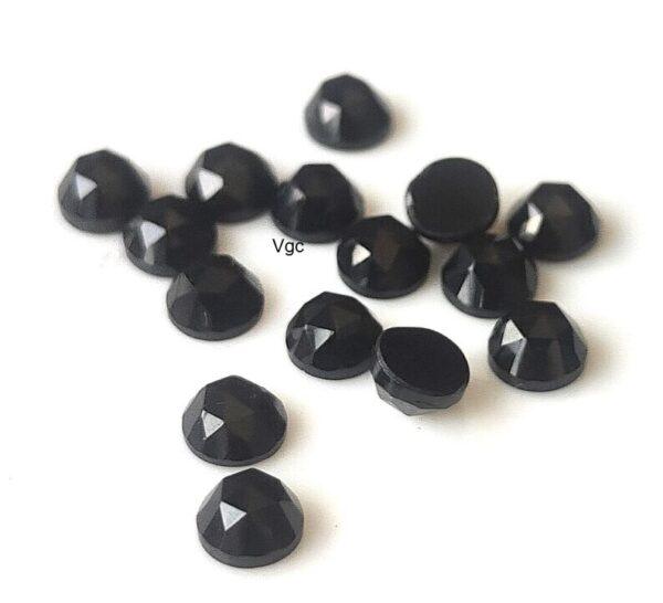 Natural Black Spinel 6 mm Round Rose Cut Flat Back – Black Spinel Round Rose Cut 6mm